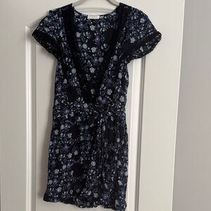 Floral Wrap Mini Dress in Navy and Blue